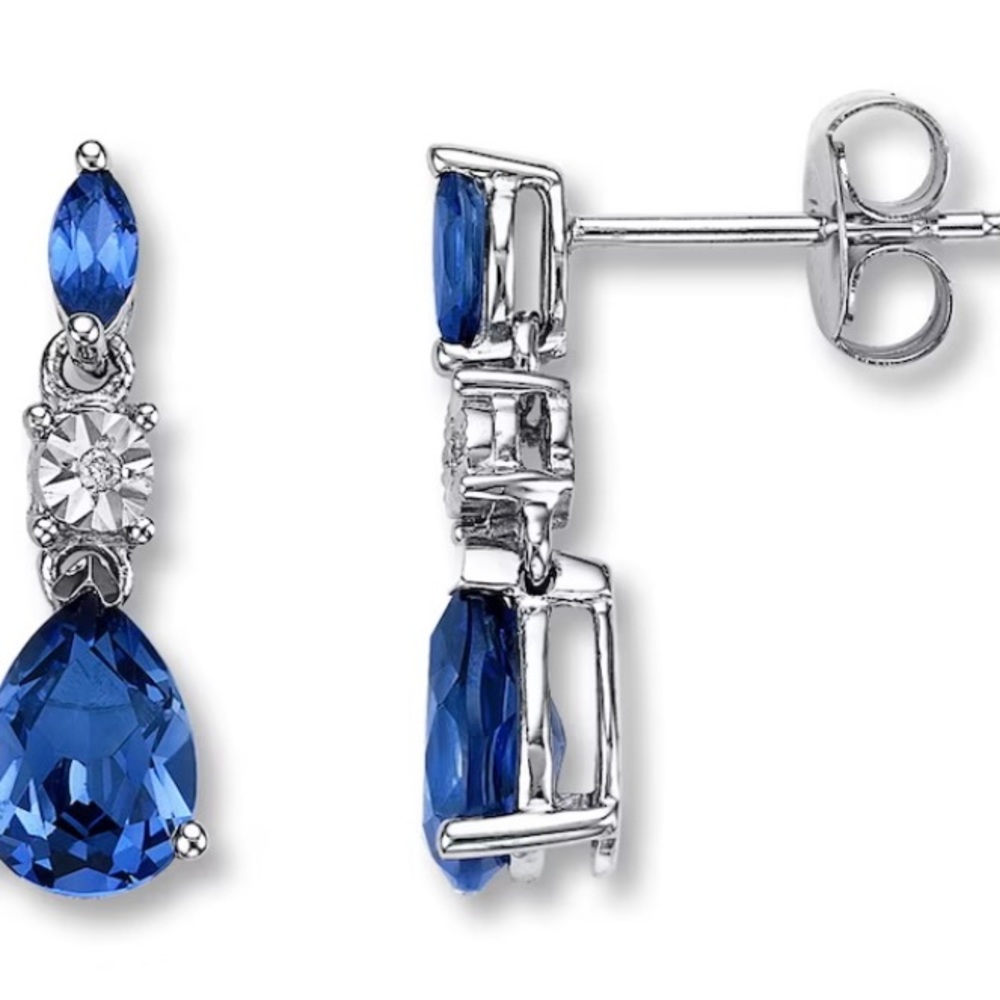 Jared Lab-Created Sapphire Earrings Diamond Accent - Gold